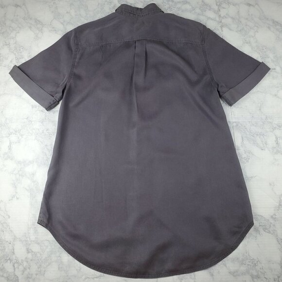 Banana Republic Oversized S Gray utility Button up Shirt Cuffed Short sleeves - Picture 2 of 5